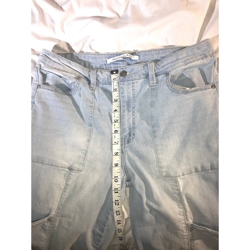 Celebrity Pink Junior Light Wash Denim Baggy Carpenter Jeans - Picture 7 of 9